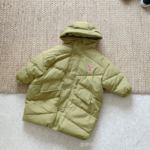 New Black Down Jacket Children's Long Down Jacket With Bear Label Factory